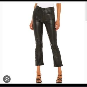 😍NWOT MOTHER The Insider Ankle Crop Black Faux Leather Pants - 27!